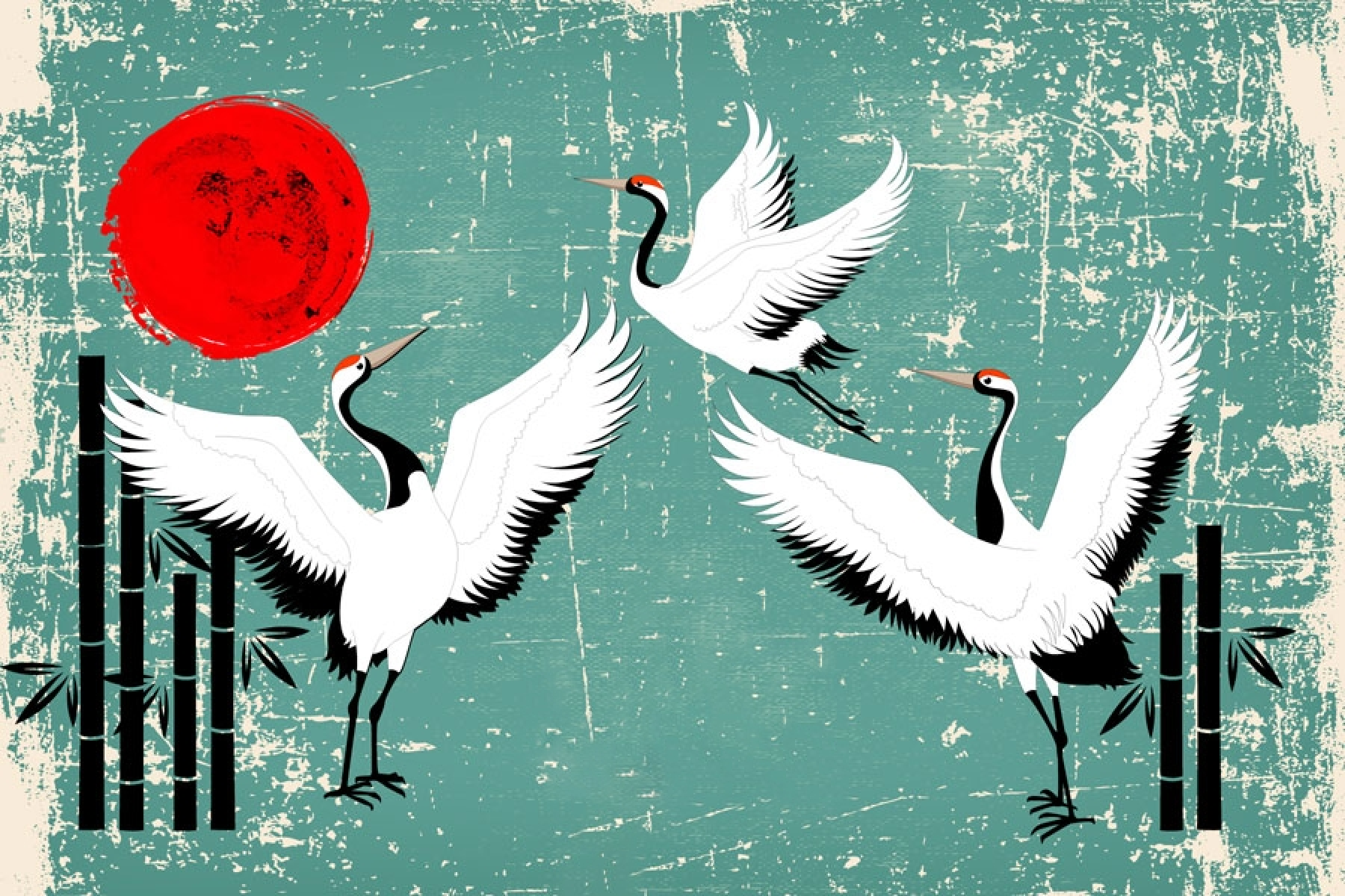 有没有大神给提供一下关于仙鹤的手机壁纸绘画的那种中式日式都可以