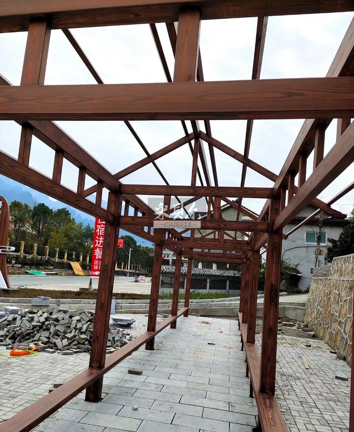 湖北廊架木纹漆——室外钢结构上做木纹漆施工方法 - 知乎