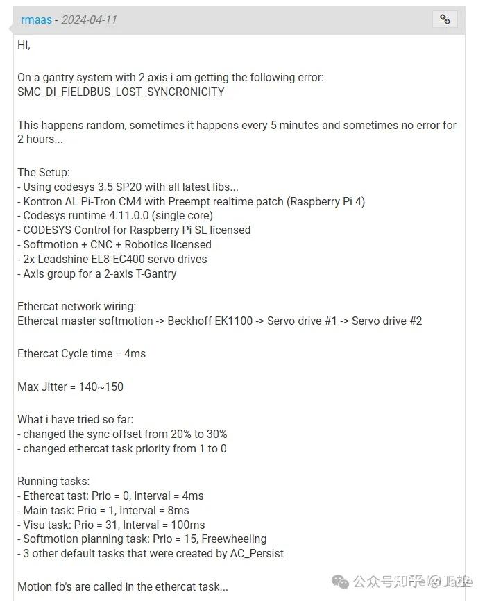 CODESYS EtherCAT SMC DI FIELDBUS LOST SYNCRONICITY Codesys ethercat smc di fieldbus lost syncronicity