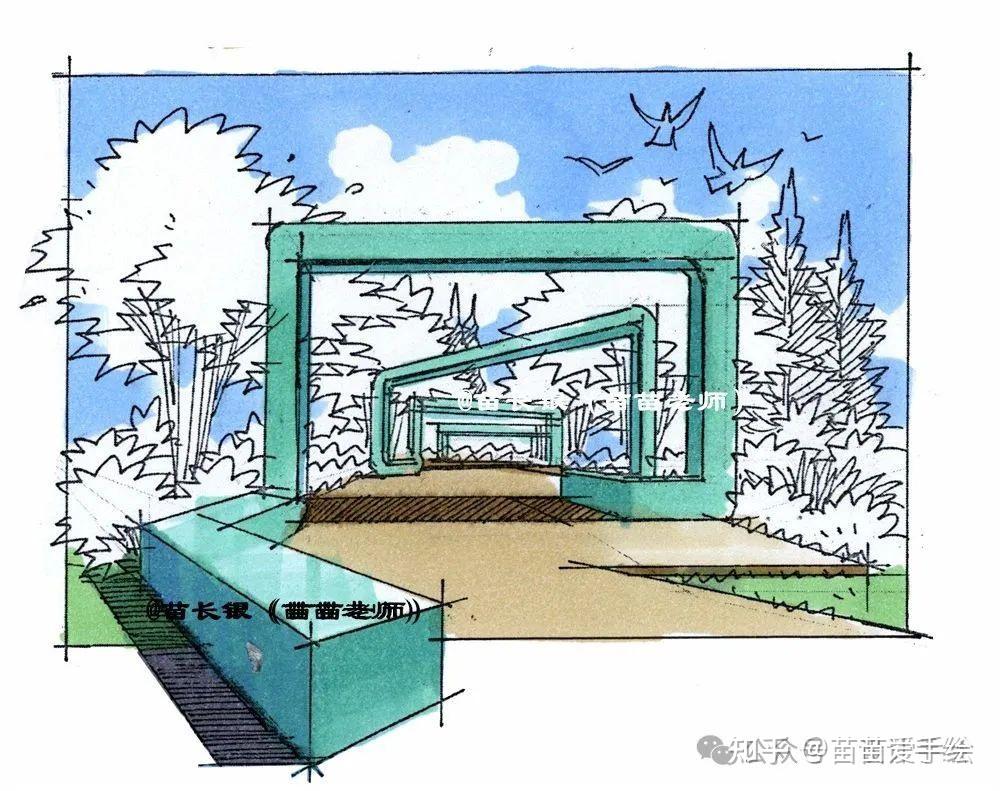 请教大神~这种景观剖透视分析图怎么画?