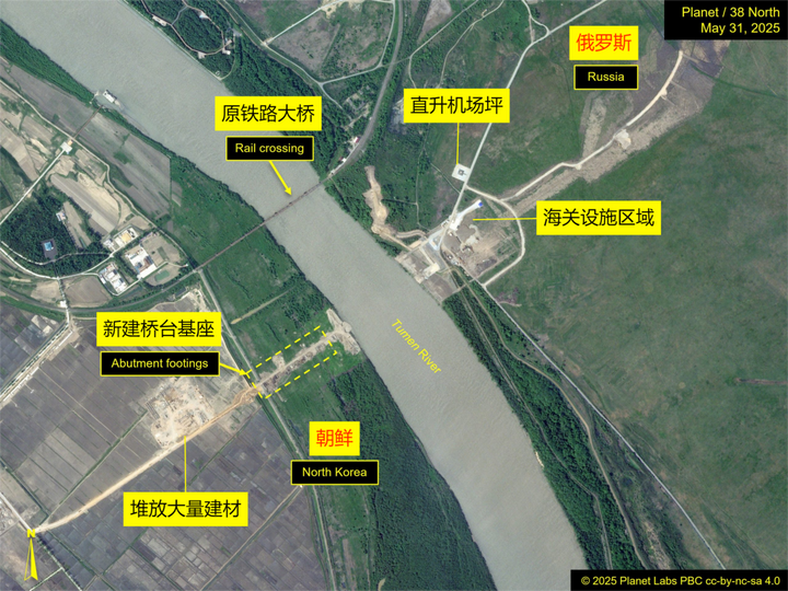 卫星影像显示朝俄新建图们江大桥正加紧施工中 - 知乎