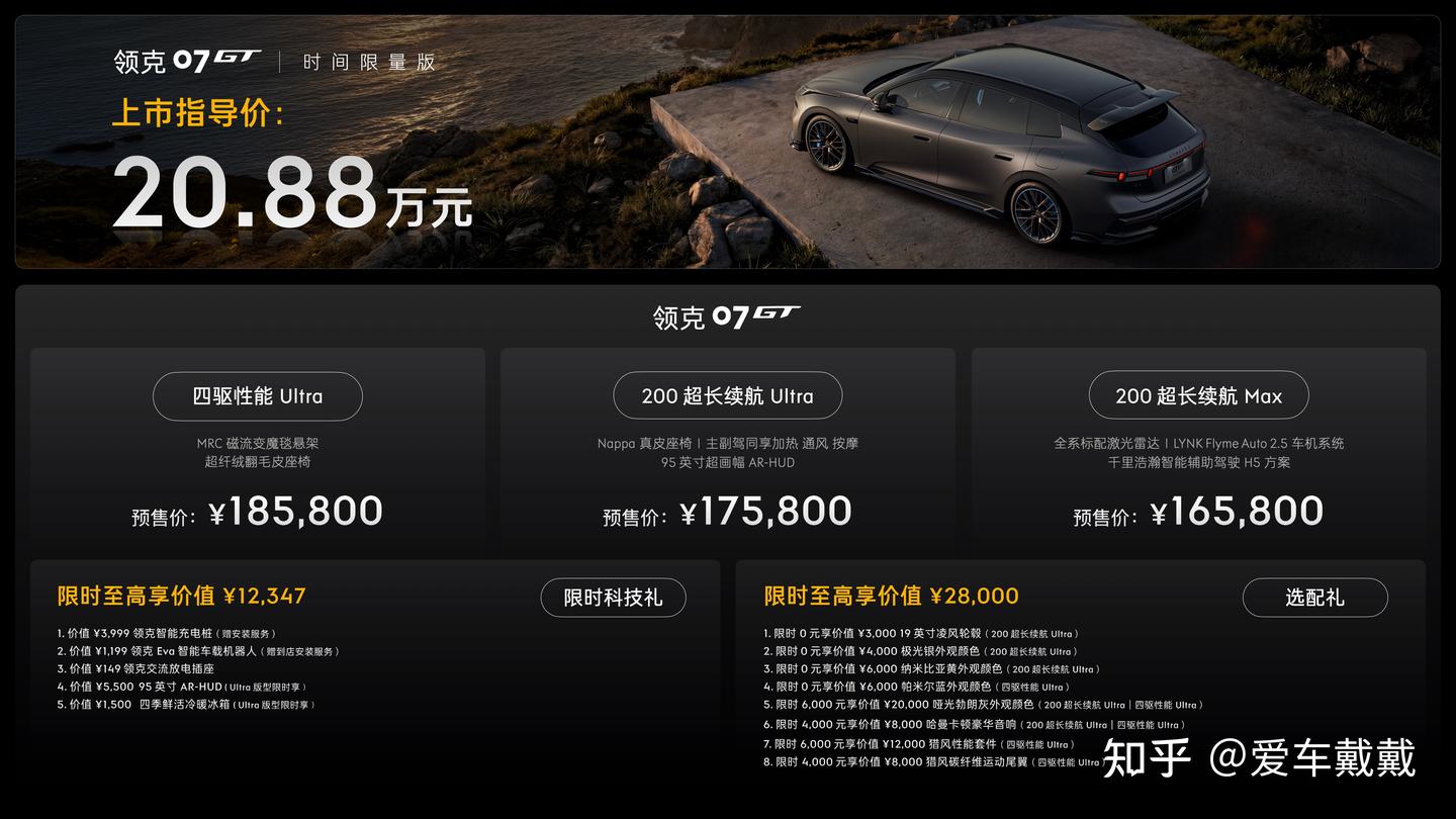 运动旅行新品类重磅登场!领克07GT全球首秀,预售价16.58万元起