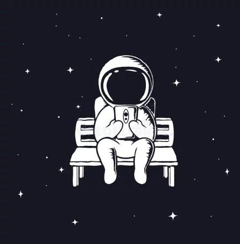 宇航员头像可爱 黑白图片