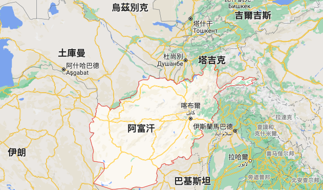 阿富汗,图源:谷歌地图