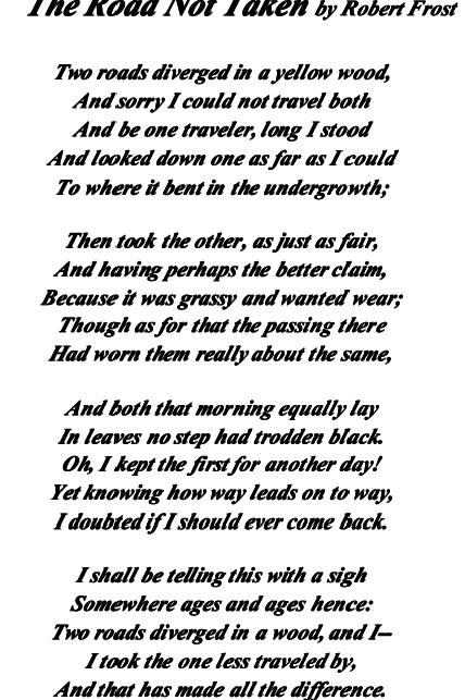 the road not taken  by robert frost