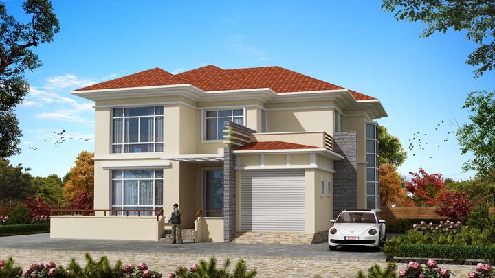 8m乡村红顶白墙房屋设计(造价35万乡村二层房屋设计)