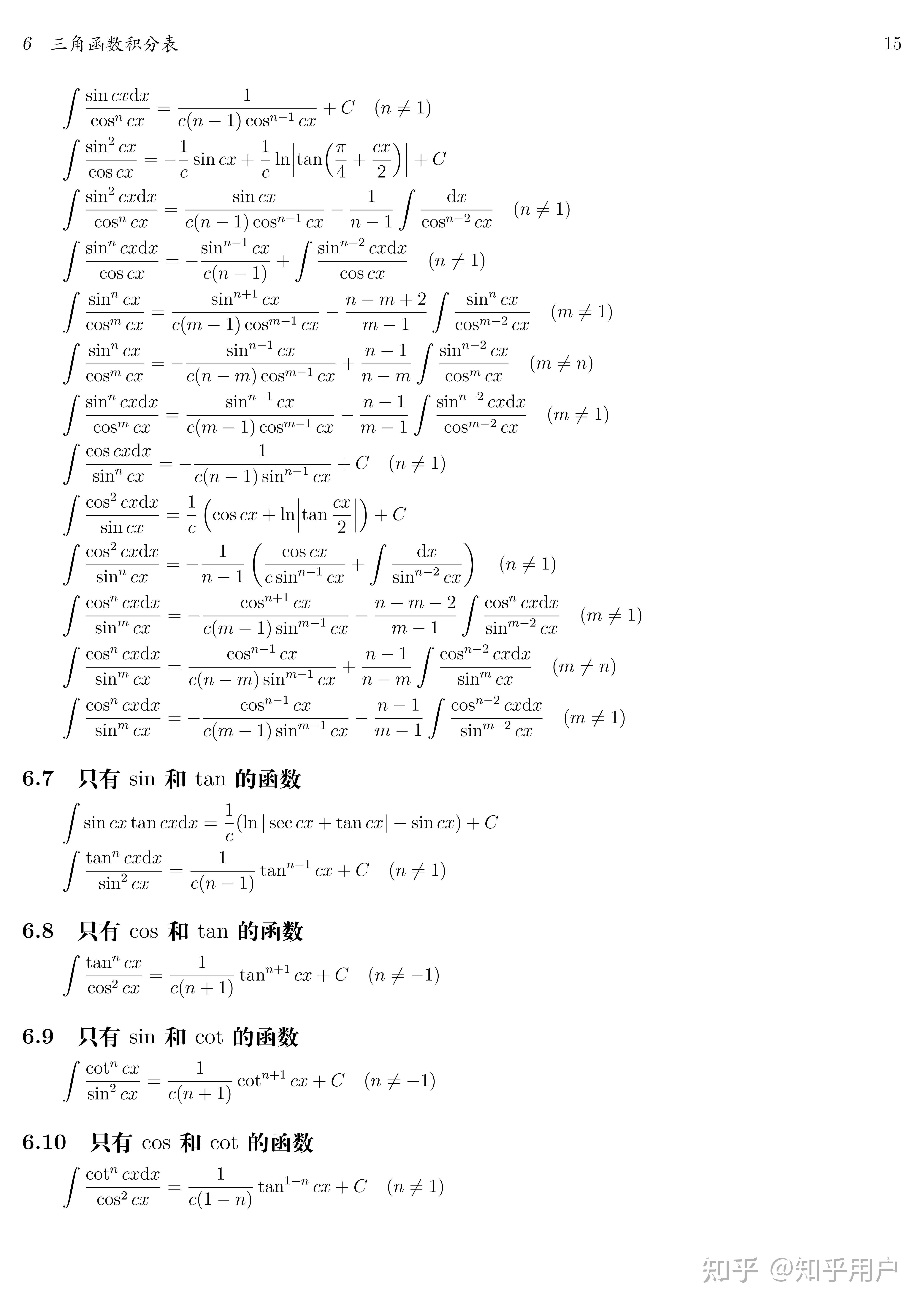 史上最全的积分表 - 知乎