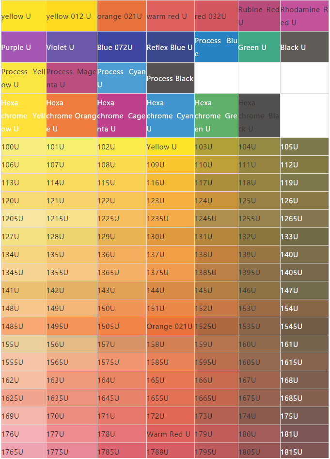 史上最全潘通色卡電子版c色和u色