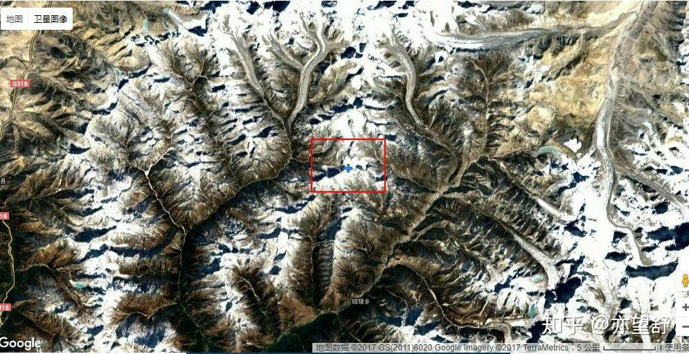 用google卫星地图在西藏粗布日西北方向经度86336纬度28179发现巨大