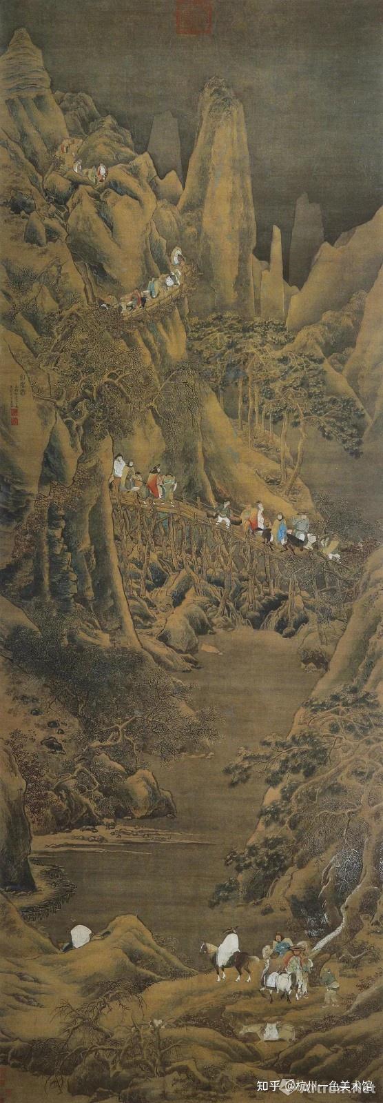 掛軸・明仇英秋江待渡・秋景山水図・中国 国立故宮博物院-国宝鑑賞