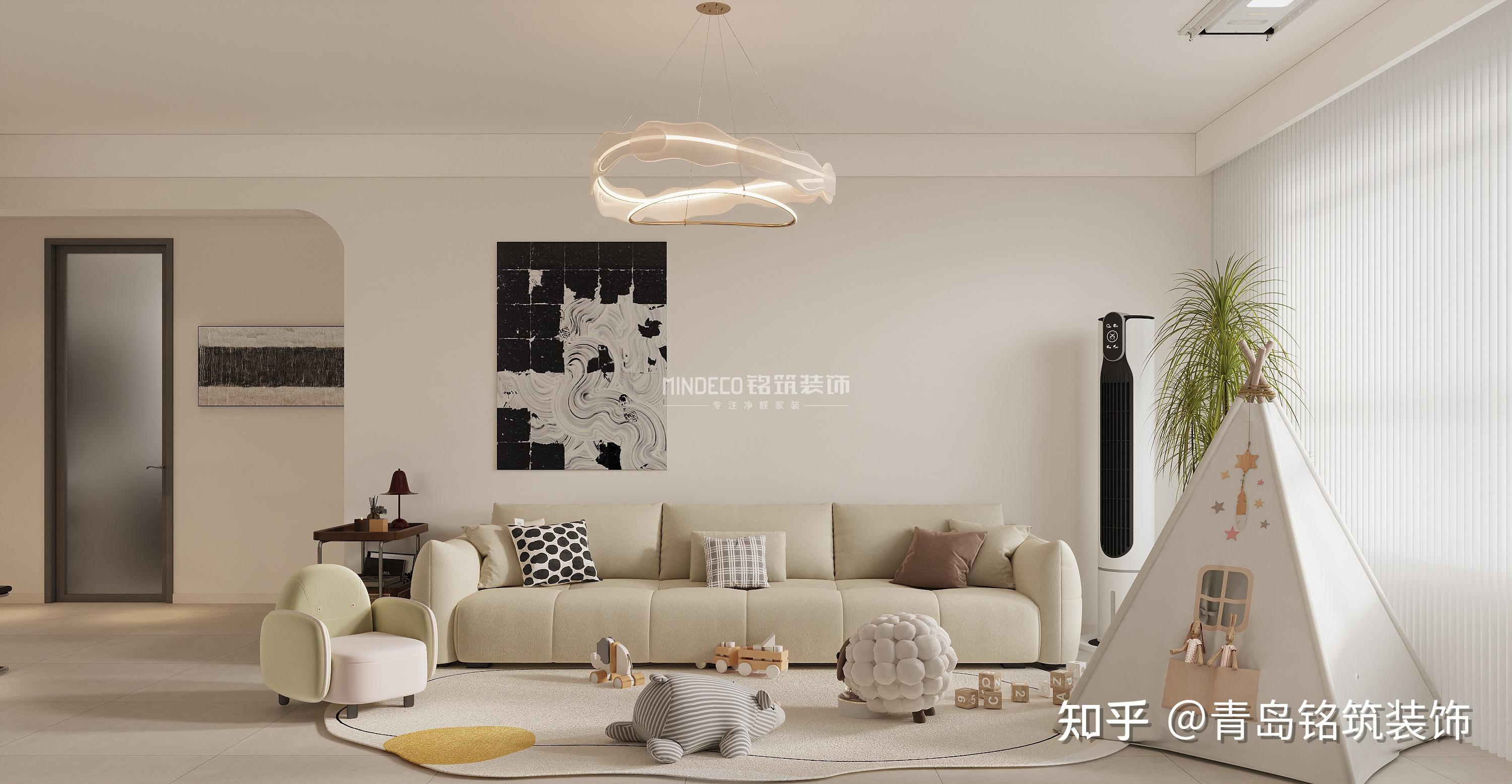 青岛装修|金茂悦115㎡奶油风,浪漫优雅间尽显温柔韵味 - 知乎