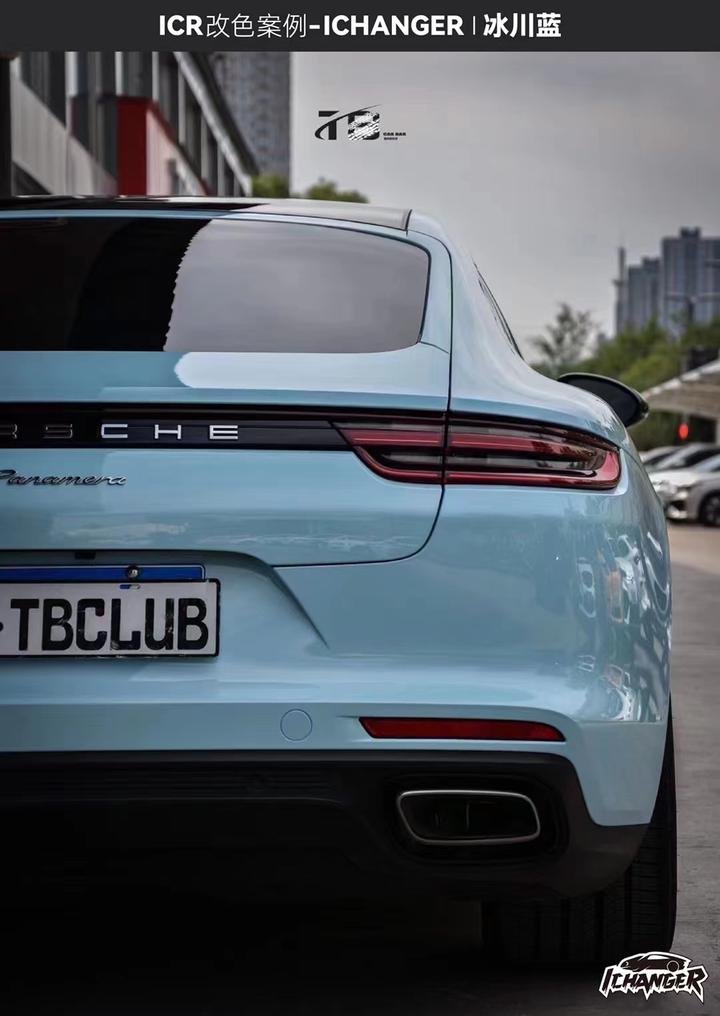 保时捷帕拉梅拉ichanger改色膜冰川蓝, 清冷如玉的美