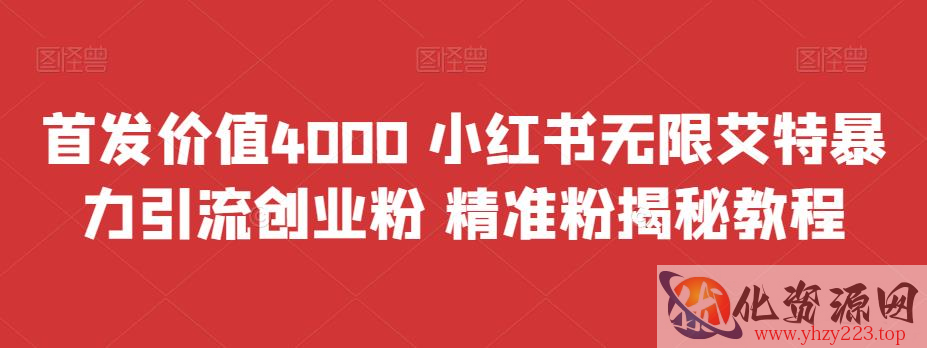 首发价值4000 小红书无限艾特暴力引流创业粉 精准粉揭秘教程