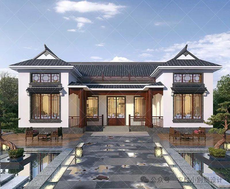 审美天花板,8套新中式一层三合院农村自建房别墅设计效果图 - 知乎