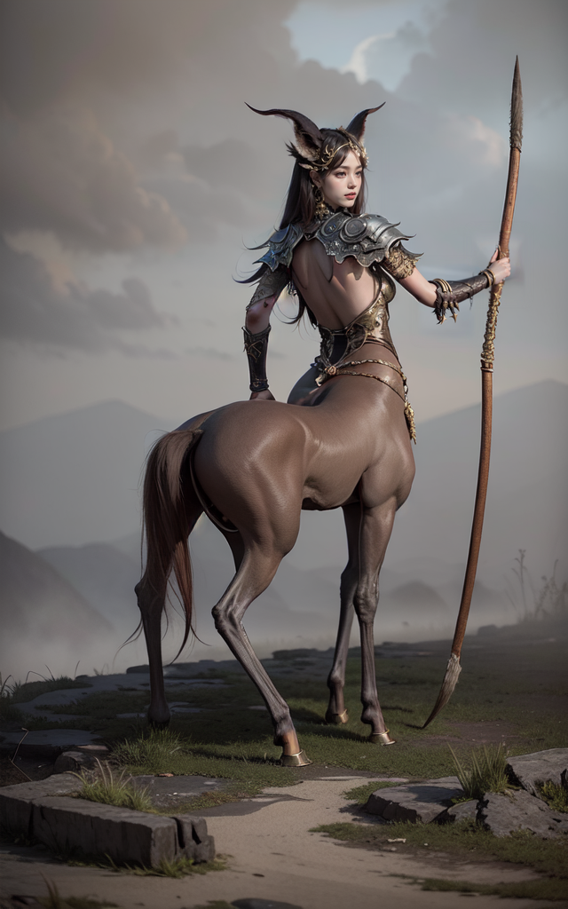 我将以上文字告诉ai,让它以此画出几张半人马的图画,请诸位品鉴.