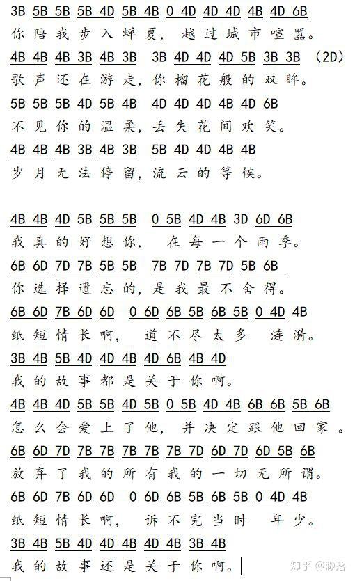 求纸短情长口琴谱?