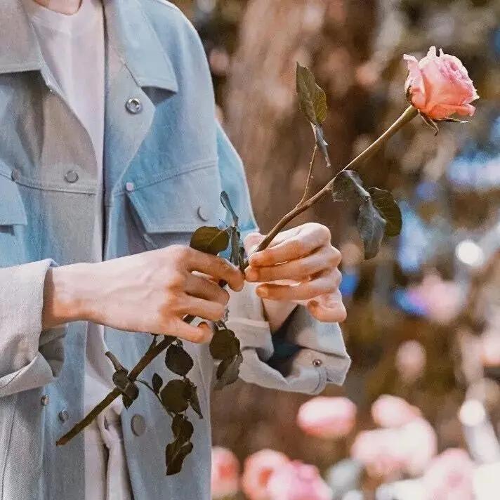 有没有那种手里拿着花的女生头像啊