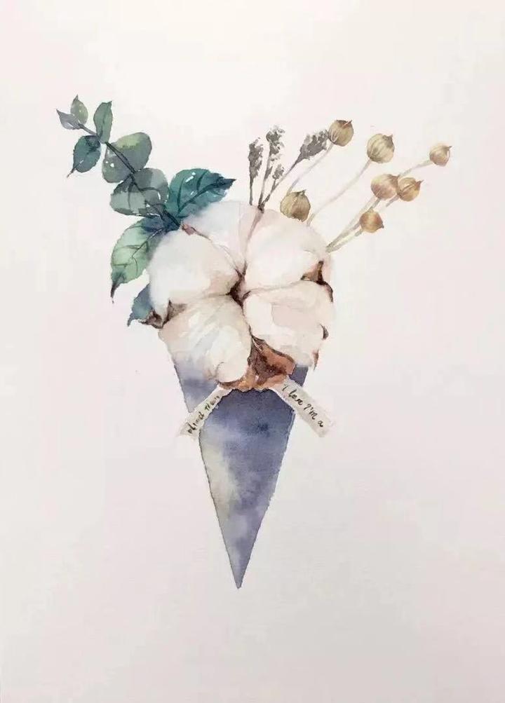 水彩教程画一朵漂亮的水彩棉花