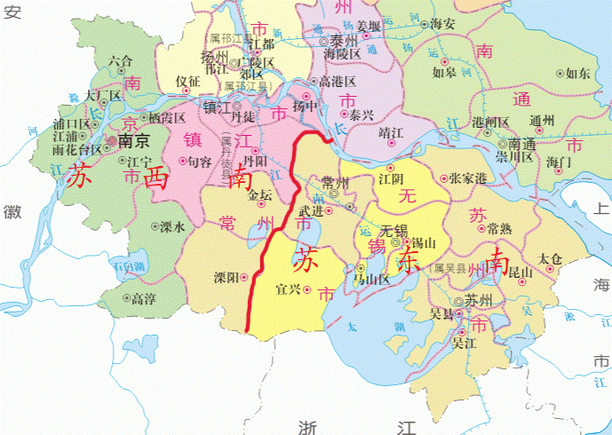 江苏的苏南苏中苏北是怎么划分的?