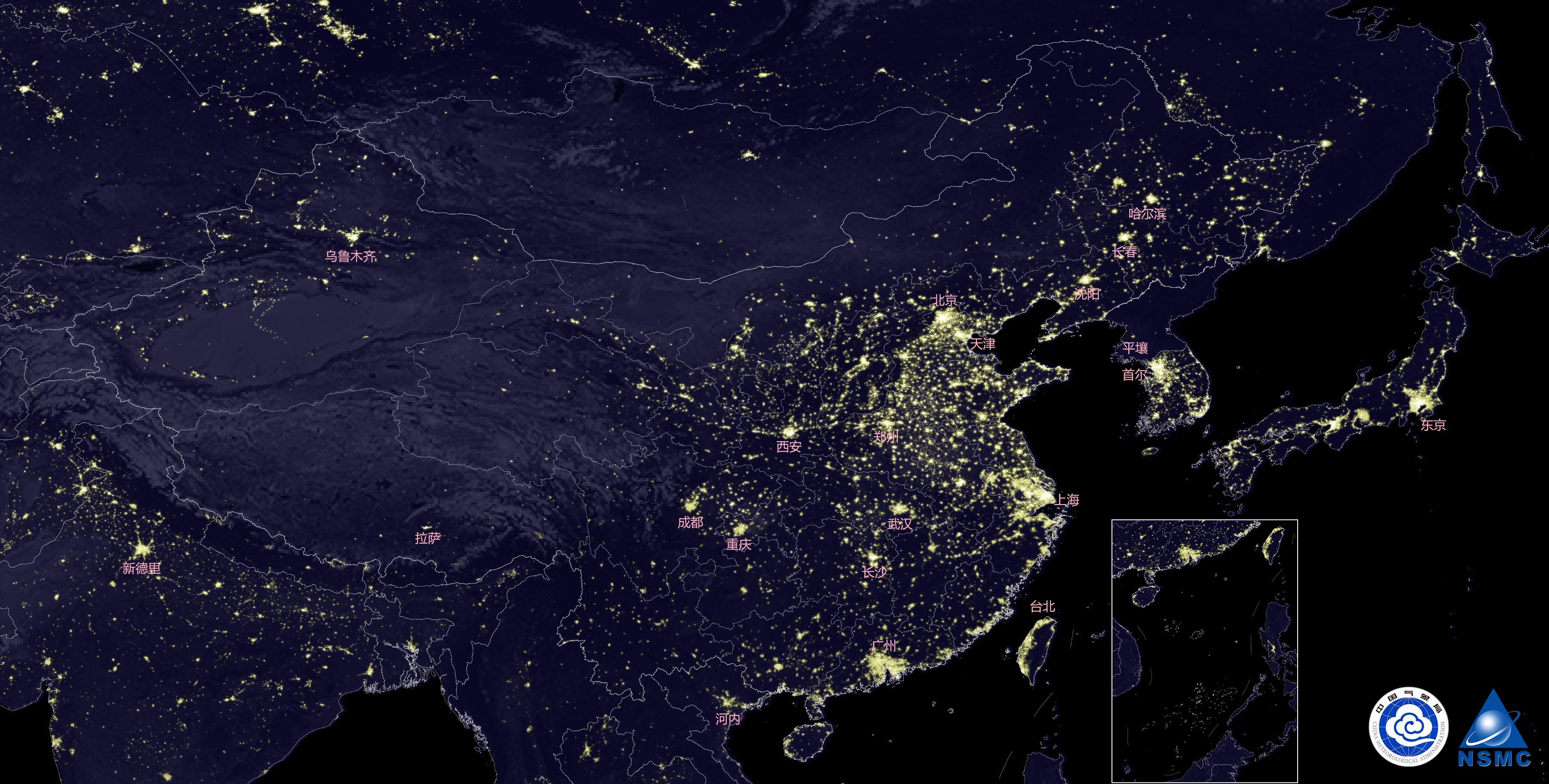 中国灯光地图2021图片