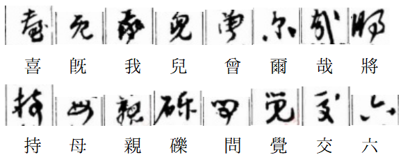 中其他需要注意的草字:喜(這個草法不太標準),既,我,兒(並非草書寫法