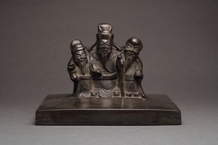 F06 中国美術 明 清時代 古銅製 獅子 文鎮 席鎮 置物 銅獣 唐