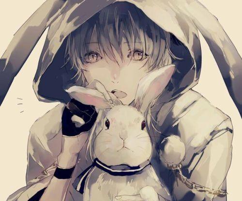 有没有抱兔子的动漫男头
