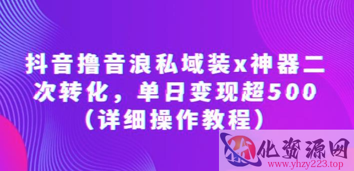 抖音撸音浪私域装x神器二次转化，单日变现超500（详细操作教程）【揭秘】