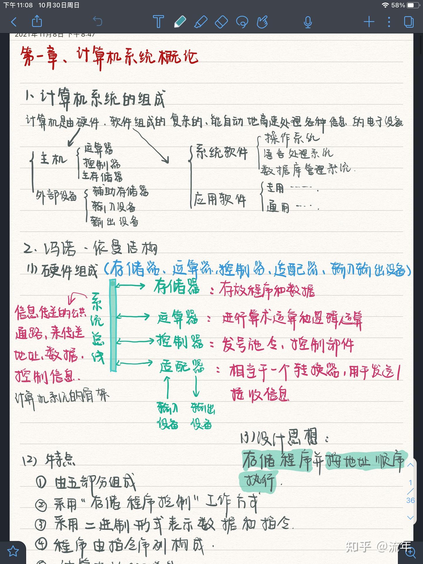计算机组成原理期末复习手写笔记（重点） 知乎 