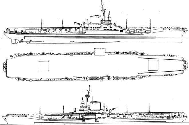 二战航母三视图图片