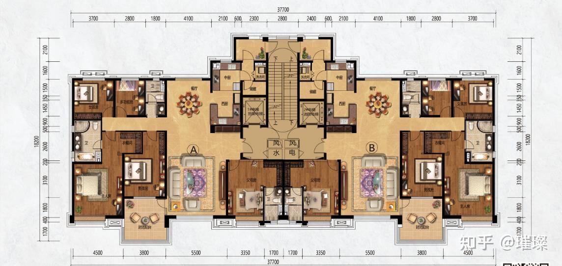你见过最完美的五居室大平层或者复式的户型是什么样的? - 知乎