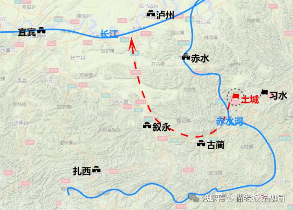 一渡赤水后的计划路线