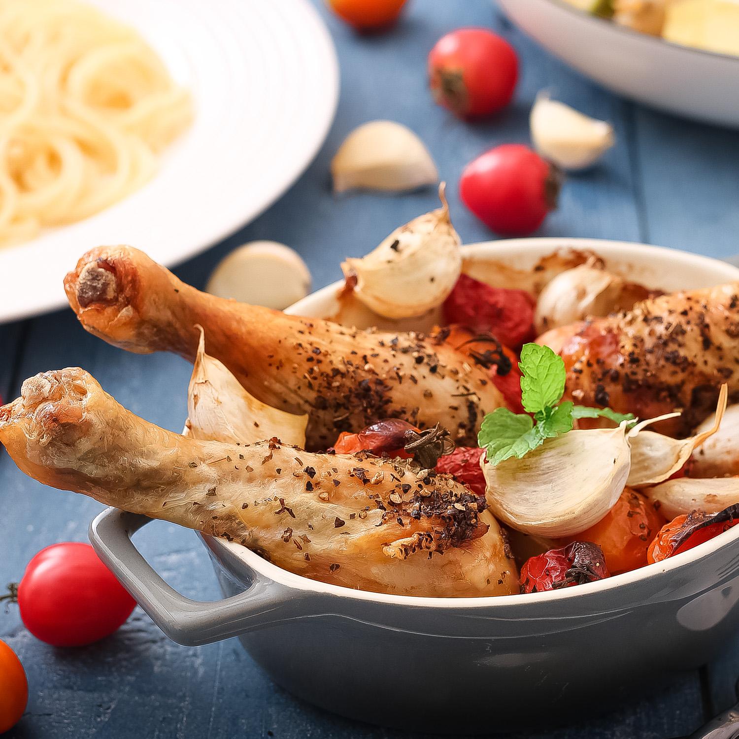 番茄大蒜烤鸡腿