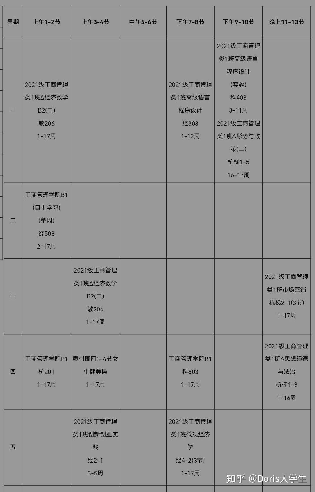 吉林工商学院课程表图片