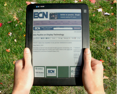 增加滤光片的电子墨水显示屏 (eink triton)此技术是在墨水上增剂了