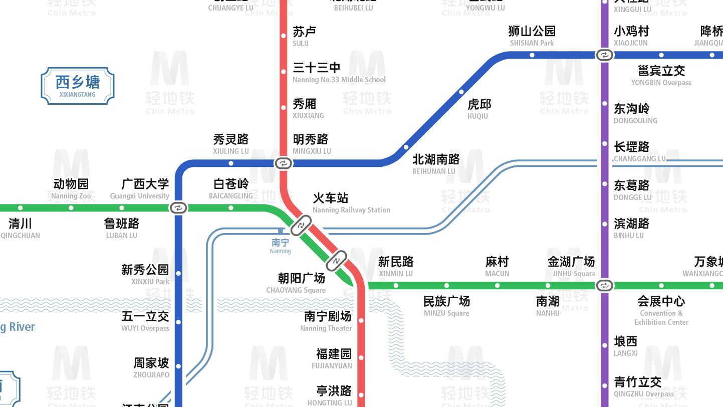 南宁轨道交通线路图（2021 / 运营版）