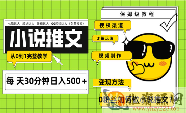 《Ai小说推文每天20分钟日入500＋》授权渠道 引流变现 从0到1完整教学_wwz