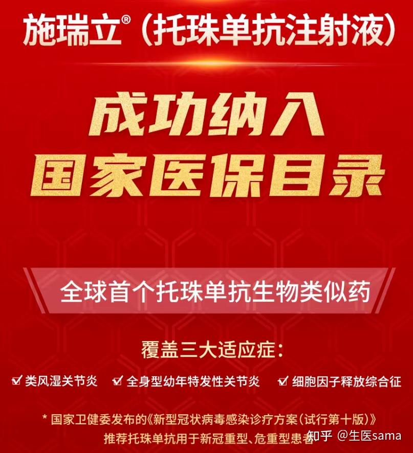 一周两款托珠单抗类似药,进医保,适应症比原研还多 - 知乎