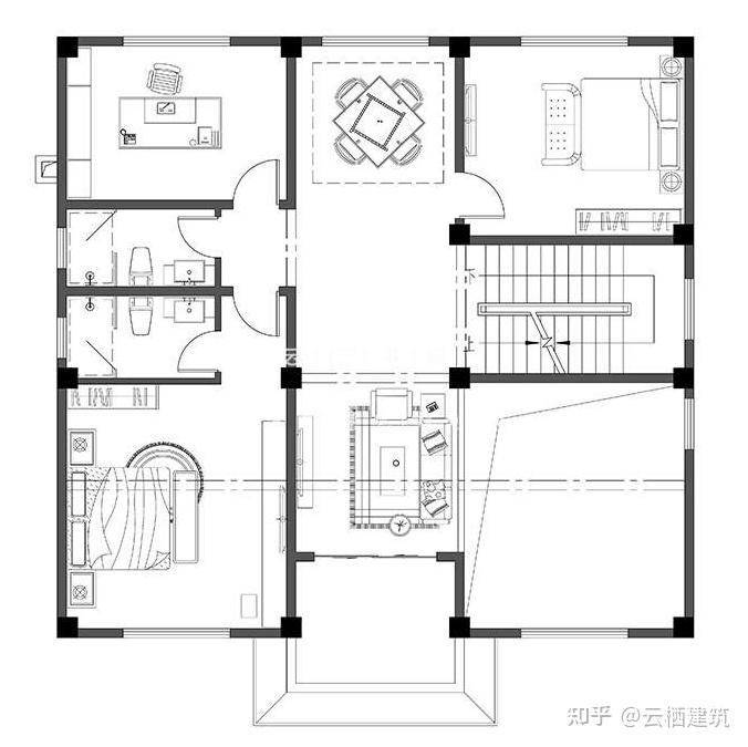 建筑 自建房 房地产别墅建筑设计 开间11米进深12米坐南朝北的自建房