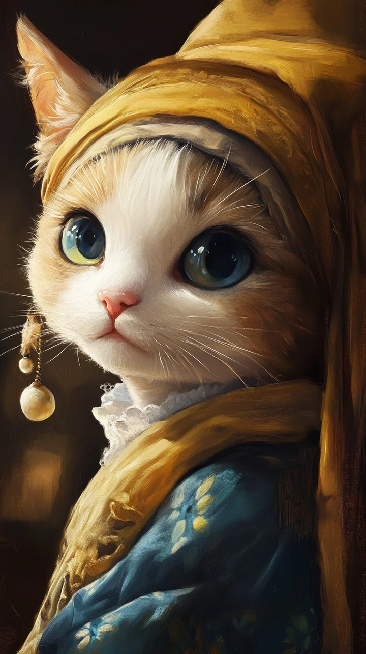 萌翻啦戴珍珠耳环的猫壁纸美到心巴上