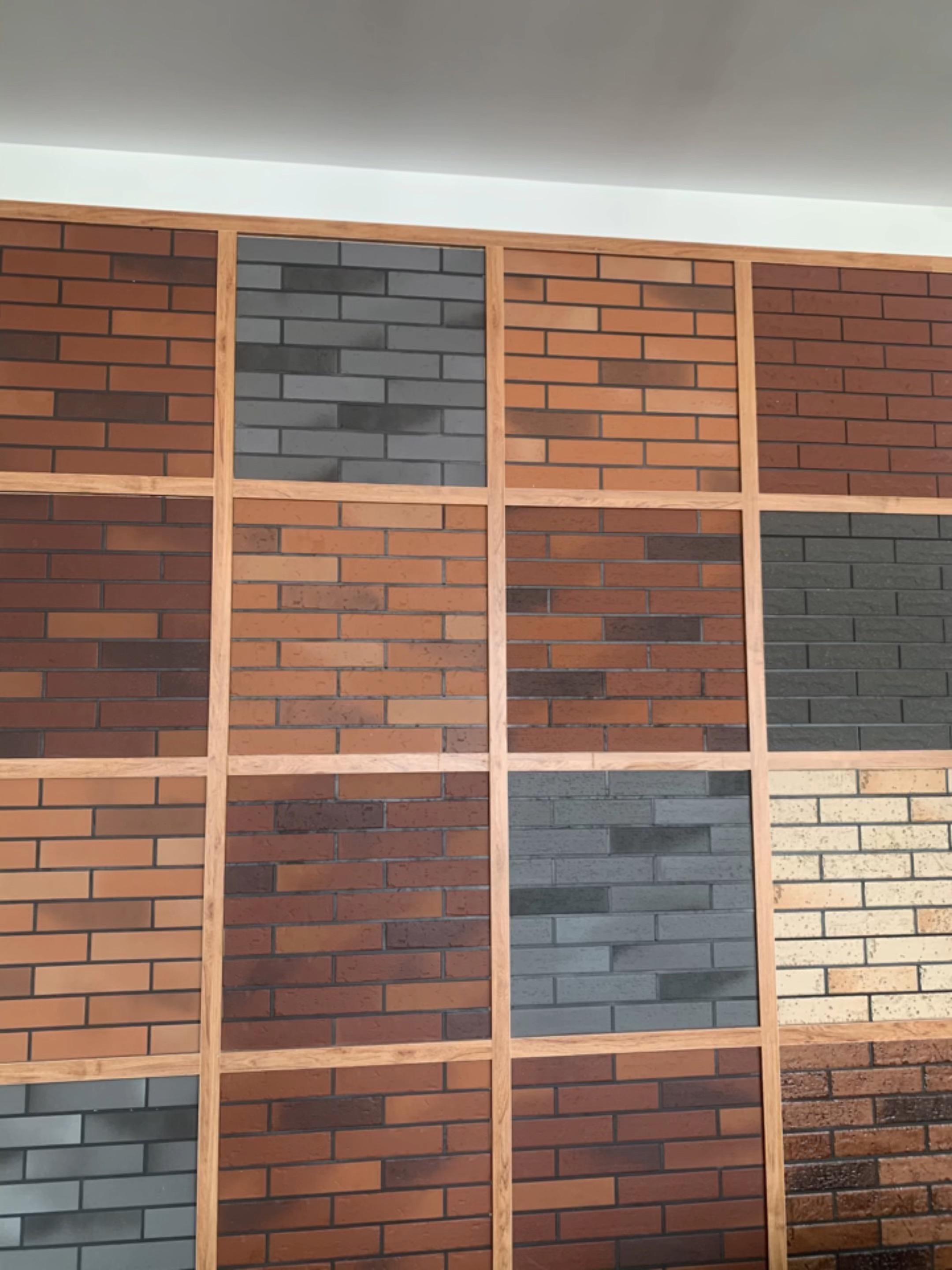 60240拉毛劈开砖窑变渐变色条砖小青砖文化外墙砖红砖背景墙别墅红色