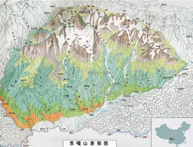 贡嘎山地图位置图片