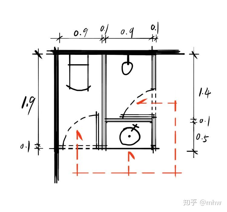 2x2卫生间设计平面图图片