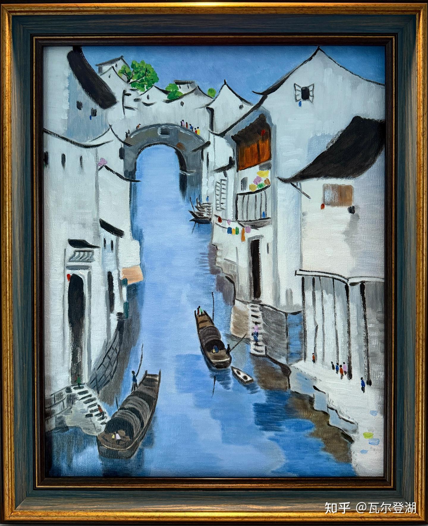 现代风格油画大师吴冠中——临摹《江南水乡》、《红莲》 - 知乎