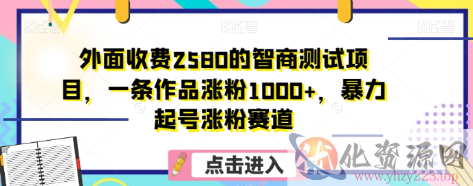 外面收费2580的智商测试项目，一条作品涨粉1000+，暴力起号涨粉赛道【揭秘】