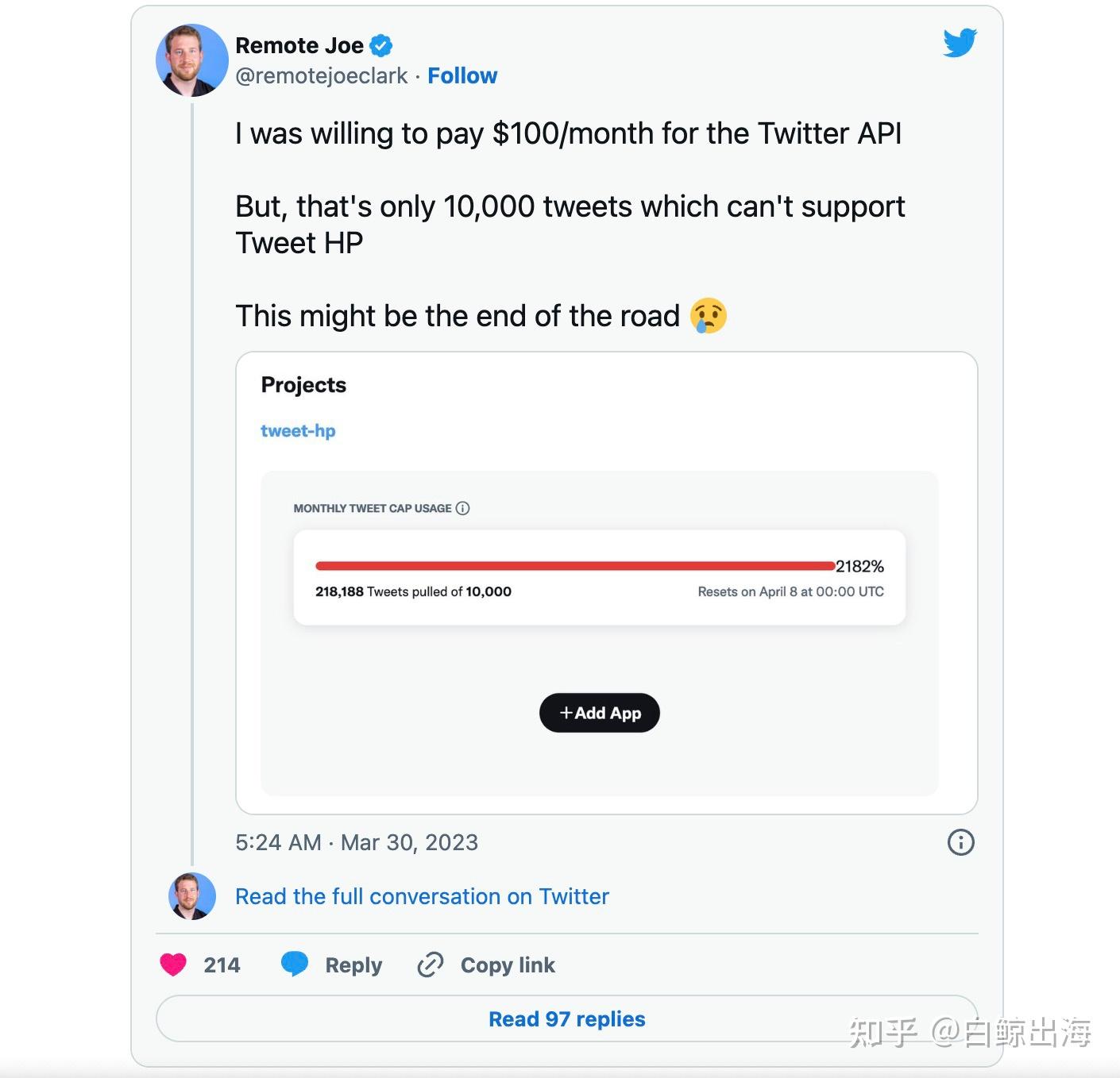 Twitter给API接口定下高价，导致第三方开发者强烈不满- 知乎