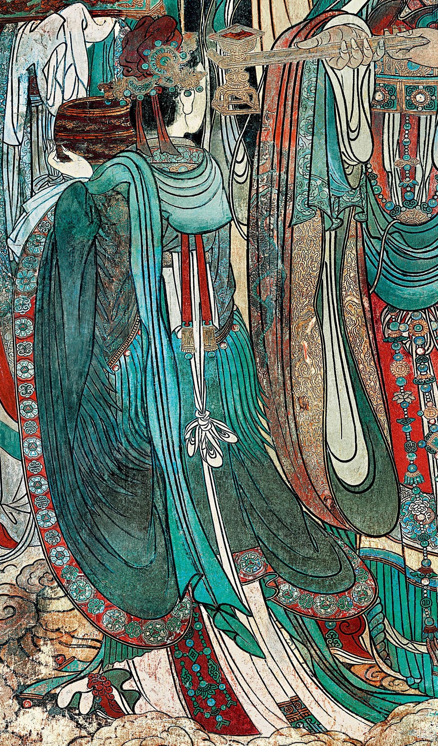 山西永乐宫三清殿-元代壁画《朝元图》:290位神仙,浩荡朝拜道祖,满壁风生星起(4)南极大帝、救苦天尊,天帝群像【高清超大图】 - 知乎