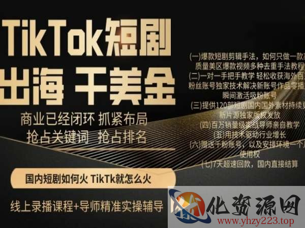 TikTok短剧出海干美金，商业已经闭环抓紧布局，抢占关键词抢占排名