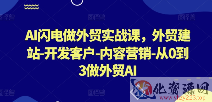 AI闪电做外贸实战课，​外贸建站-开发客户-内容营销-从0到3做外贸AI