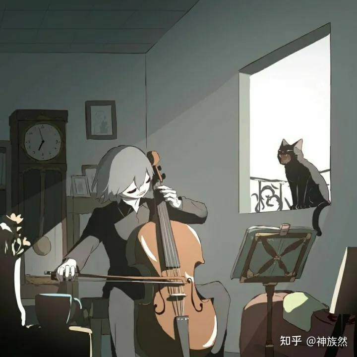 有没有一个情侣头像然后是一个人拉小提琴然后另外一个人在另外一栋楼